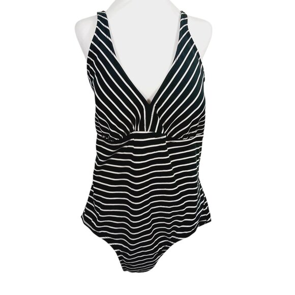 Catalina 3X (22W - 24W) One Piece Swimsuit, Black and White Stripe, Vacation - Picture 1 of 14